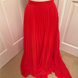 Elegant Red Pleated Skirt
